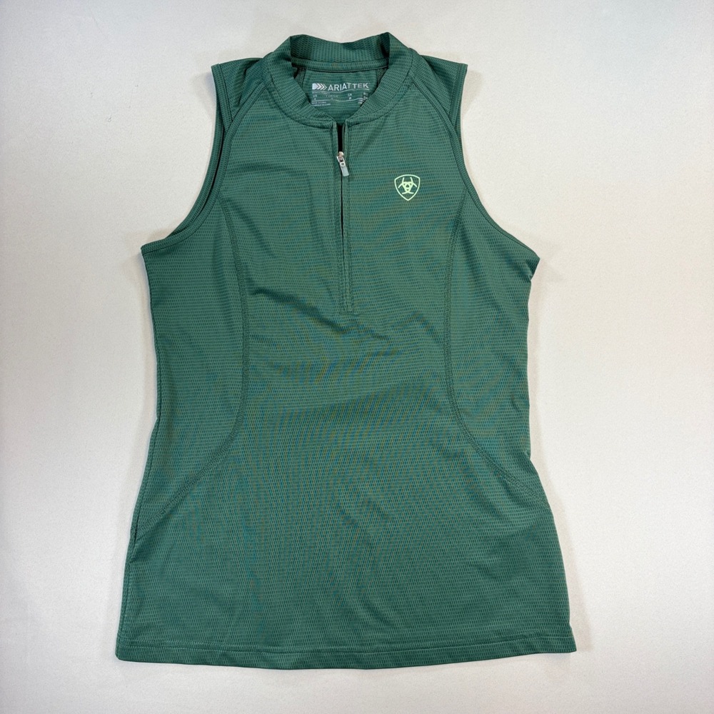 Ariat Hailey Sleeveless Top Women Small Green 1/4 Zip Baselayer AriatTEK UPF 45